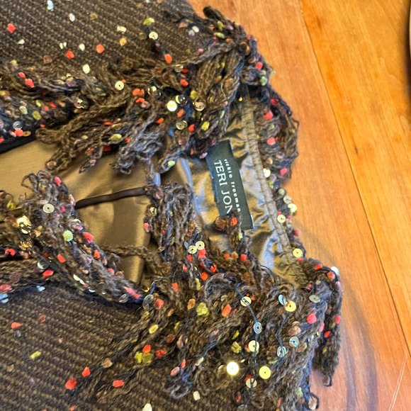 Teri John Ricky Freeman jacket and skirt, Size 10 Brown Multi Colour Sequins - Picture 6 of 13